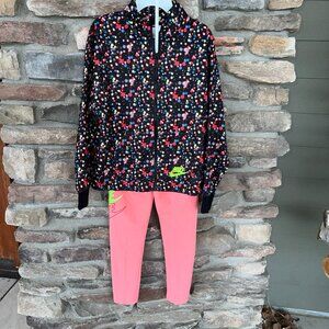 Nike Girl's Pink Glaze Tricot Tracksuit Set Jacket Pants 6 Black Colorful NWT